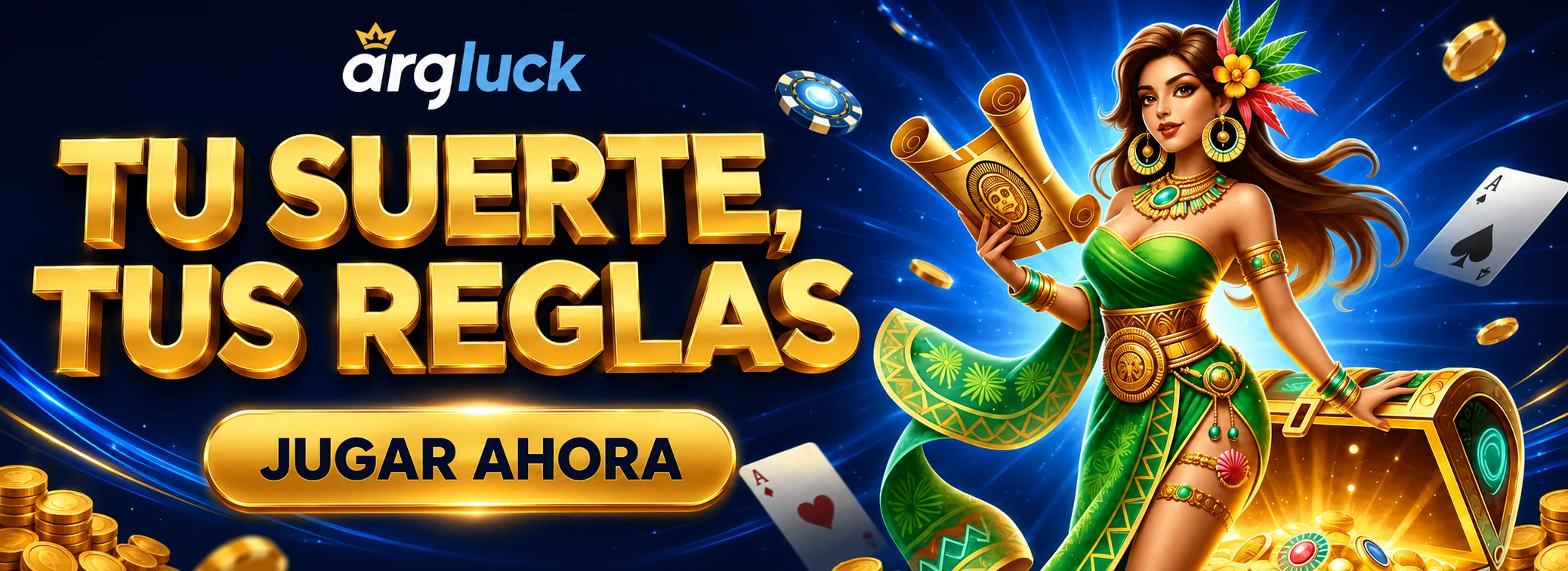 Banner de ArgLuck Casino con el bono por recarga acumulada de hasta 700.000 ARS y el check-in diario